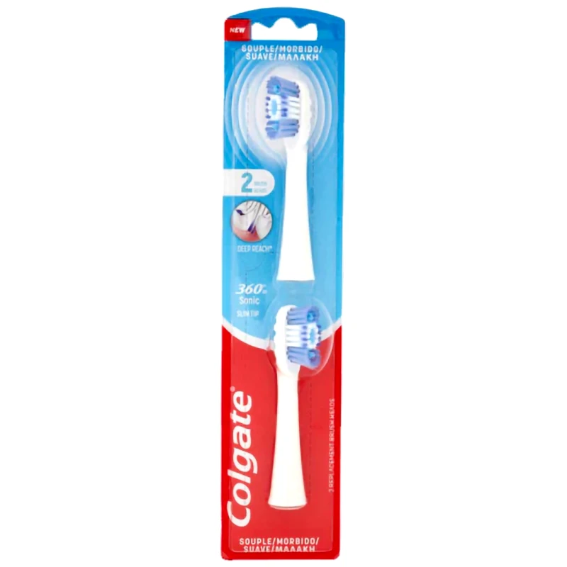 Colgate Colgate 360 Sonic Tip Slim Brush Heads Soft Ανταλλακτικές Κεφαλές με Μαλακές Ίνες, για Απαλό Βούρτσισμα & Υγιή Ούλα 2 Τεμάχια