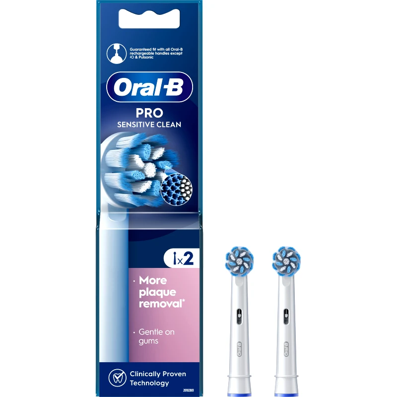 Oral-B Oral-B Pro Sensitive Clean Soft Electric Toothbrush Head Ανταλλακτικές Κεφαλές Ηλεκτρικής Οδοντόβουρτσας για Απαλό Βούρτσισμα, Αφαίρεση της Πλάκας & Απαλές Ίνες με Ένδειξη Αντικατάστασης της Κεφαλής 2 Τεμάχια