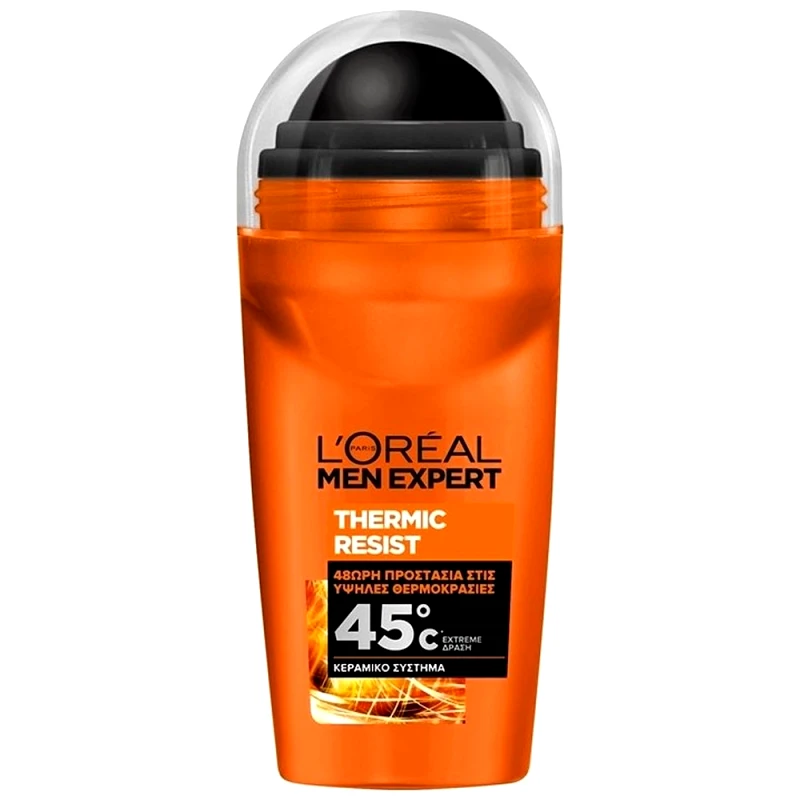 Loreal Paris L'Oreal Paris Men Expert Thermic Resist 48H Roll-on Deo Ανδρικό Αποσμητικό Roll-on με Προστασία Κατά του Ιδρώτα & της Κακοσμίας, Αποτελεσματικό σε Υψηλές Θερμοκρασίες 50ml