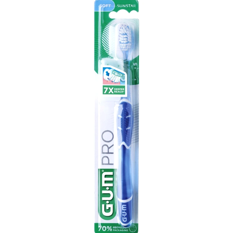 Gum Gum Pro Soft Toothbrush Κωδ 525 Μαλακή Χειροκίνητη Οδοντόβουρτσα για Βαθύ Καθαρισμό & Αφαίρεση της Πλάκας, 1 Τεμάχιο - Μπλε