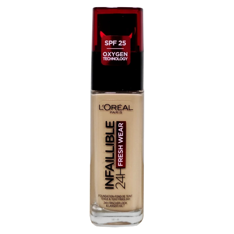 Loreal Paris L'Oreal Paris Infaillible 24H Fresh Wear Foundation SPF25, 30ml Μέικαπ με Αντηλιακό Δείκτη Προστασίας για Πλήρη Κάλυψη, με Μεγάλη Διάρκεια - 100 Linen