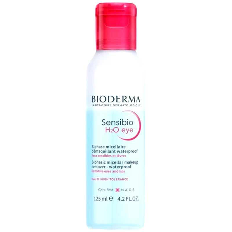 Bioderma Bioderma Sensibio H2O Eye Remover Makeup Micellar Waterproof Διφασικό Νερό Υψηλής Ανοχής, Αφαιρεί το Μακιγιάζ & Ενισχύει το Δερματικό Φραγμό 125ml