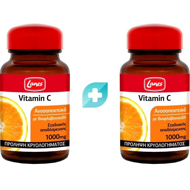 Lanes Σετ Lanes Vitamin C 1000mg Συμπλήρωμα Διατροφής με Βιταμίνη C & Βιοφλαβονοειδή για Ενίσχυση του Ανοσοποιητικού & Πρόληψη του Κρυολογήματος 60tabs (2x30tabs)