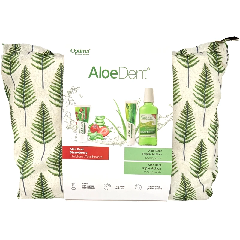 Optima Health & Nutrition Optima Promo Aloe Dent Strawberry Children's Toothpaste 3 Years+, 50ml & Triple Action Toothpaste 100ml & Mouthwash 250ml & Δώρο Νεσεσέρ