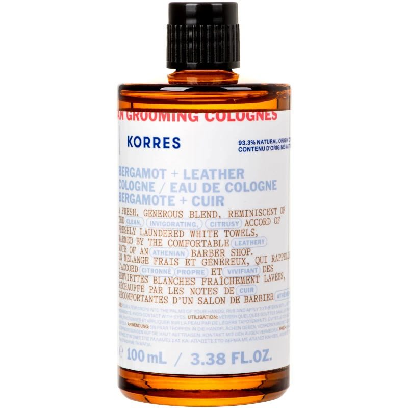 Korres Korres Athenian Grooming Bergamot & Leather Eau de Cologne Ανδρικό Άρωμα με Νότες Περγαμόντο, Δέρμα & Εσπεριδοειδή 100ml 