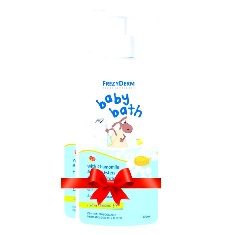 Frezyderm Frezyderm Promo Baby Bath Βρεφικό Αφρόλουτρο με Χαμομήλι, Εστέρες Αμυγδάλου & Πρωτείνες Σιταριού 600ml (2x300ml)
