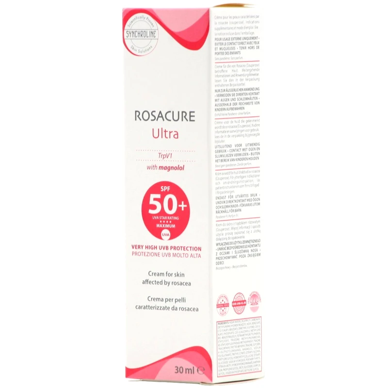 Synchroline Synchroline Rosacure Ultra Cream with Magnolol Spf50+ Ενυδατική Κρέμα Ημέρας Προσώπου, Πολύ Υψηλής Αντηλιακής Προστασίας Κατά της Ερυθρότητας 30ml