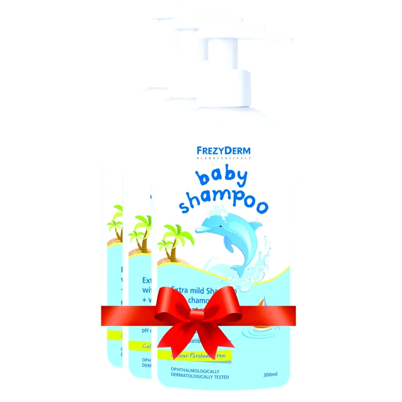 Frezyderm Σετ Frezyderm Baby Shampoo Βρεφικό Σαμπουάν με Χαμομήλι Εστέρες Αμυγδάλου & Πρωτείνες Σιταριού 3x300ml
