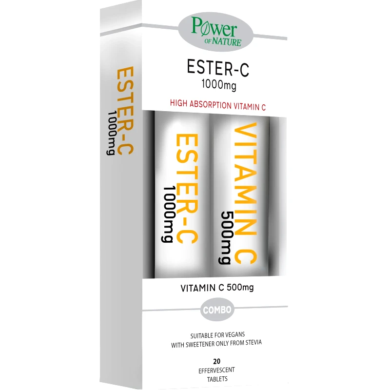 Power Health Power Health Promo Ester Vitamin C 1000mg 20 Effer.tabs - Peach & Passion Fruit & Vitamin C 500mg 20 Effer.tabs - Orange