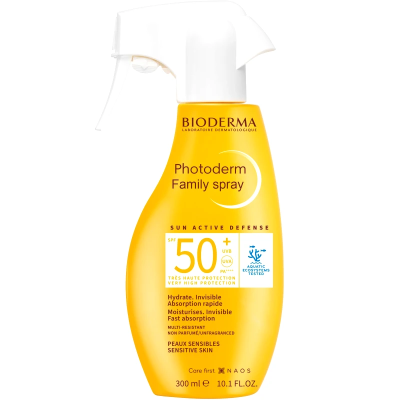 Bioderma Bioderma Photoderm Sun Active Defense Spf50+ Invisible Family Spray Αντηλιακό Spray Προσώπου - Σώματος Πολύ Υψηλής Προστασίας για Όλη την Οικογένεια για Ευαίσθητο Δέρμα με Ενυδατική Δράση & Αόρατο Αποτέλεσμα Χωρίς Λευκά Ίχνη 300ml