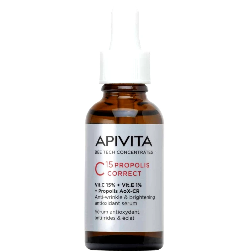 Apivita Apivita Bee Tech Concentrates​​​​​​​ C15 Propolis Correct Serum Αντιρυτιδικός & Αντιοξειδωτικός Ορός Λάμψης Προσώπου Κατά των Πανάδων με 15% Καθαρή Βιταμίνη C, 1% Βιταμίνη Ε & Πρόπολη 30ml