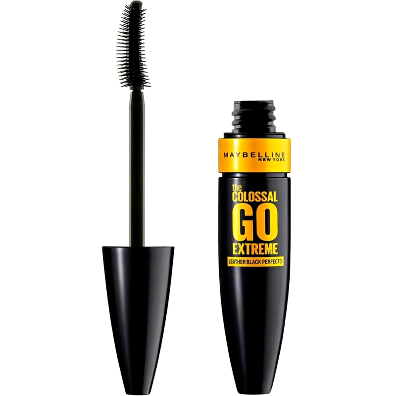 MAYBELLINE Maybelline The Colossal Go Extreme Leather Black Perfecto Μάσκαρα με Κολλαγόνο & Ειδικό Βουρτσάκι με Διπλές Καμπύλες για Έξτρα Όγκο 9.5ml