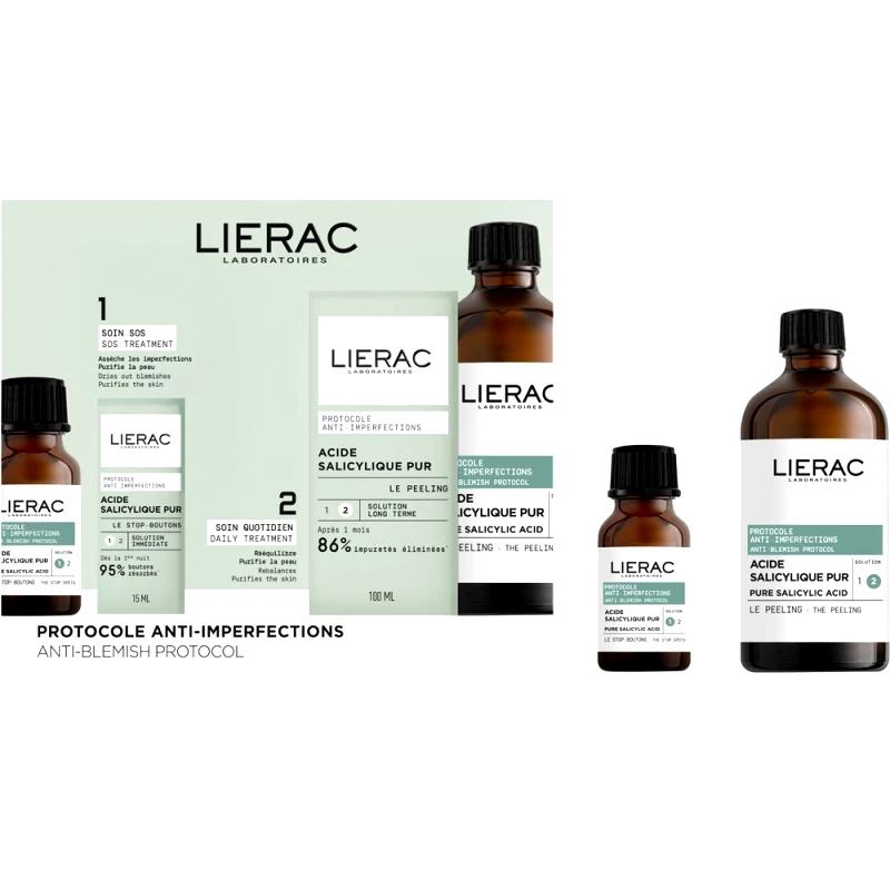 Lierac Lierac Promo Protocole Anti-Imperfection & Anti-Blemish Control Solution 1 The Stop Spots 15ml & Solution 2 The Peeling 100ml