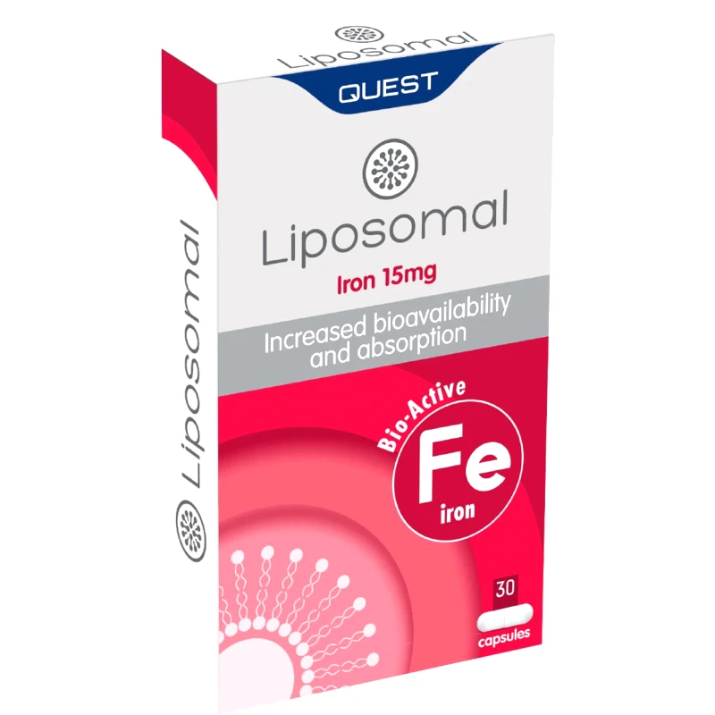 Quest Quest Liposomal Iron 15mg Συμπλήρωμα Διατροφής Σιδήρου Λιποσωμικής Μορφής Αυξημένης Απορρόφησης & Βιοδιαθεσιμότητας για την Αντιμετώπισης της Αναιμίας Κατά της Κούρασης & Κόπωσης 30caps