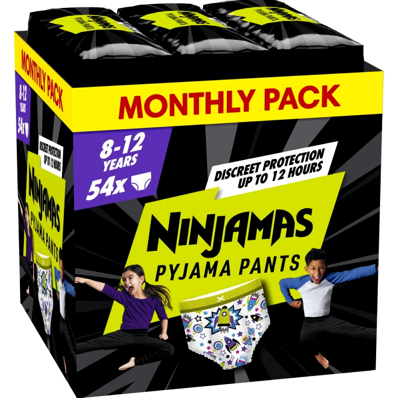 Pampers Pampers Ninjamas Pyjama Pants Boy 8-12 Years (27-43kg) Monthly Pack Πάνες Βρακάκι Νυκτός για Αγόρια από 8-12 Ετών 54 Τεμάχια