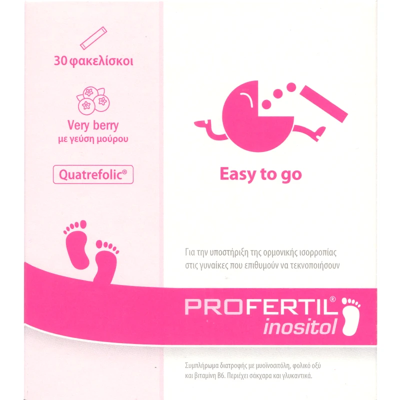 Profertil Profertil Inositol Συμπλήρωμα Διατροφής Ινοσιτόλης, Βιταμίνης Β6 & Φολικού Οξέος για την Υποστήριξη της Ορμονικής Ισορροπίας στις Γυναίκες που Επιθυμούν να Τεκνοποιήσουν με Γεύση Μούρων 30 Sachets
