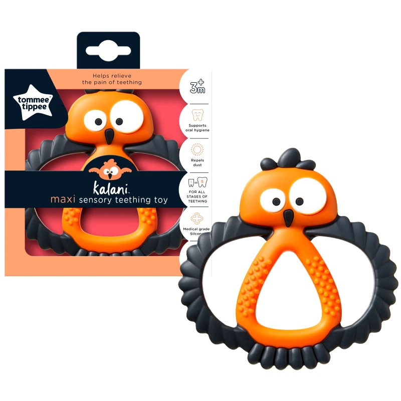 Tommee Tippee Tommee Tippee Kalany Maxi Sensory Teething Toy Κωδ 436479 Μεγάλο Μασητικό Παιχνίδι Κουκουβάγια Πορτοκαλί 3m+, 1 Τεμάχιο