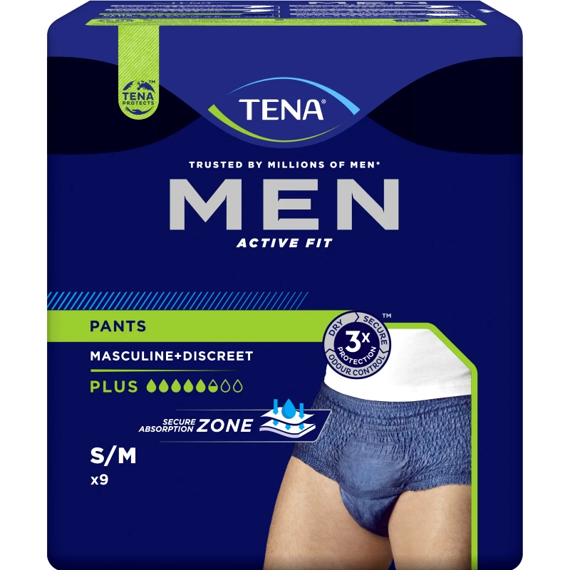 Tena Tena Men Active Fit Pants Plus Ανδρικά Εσώρουχα Ακράτειας για Μεγάλη Διαρροή Ούρων 9 Τεμάχια - Small / Medium