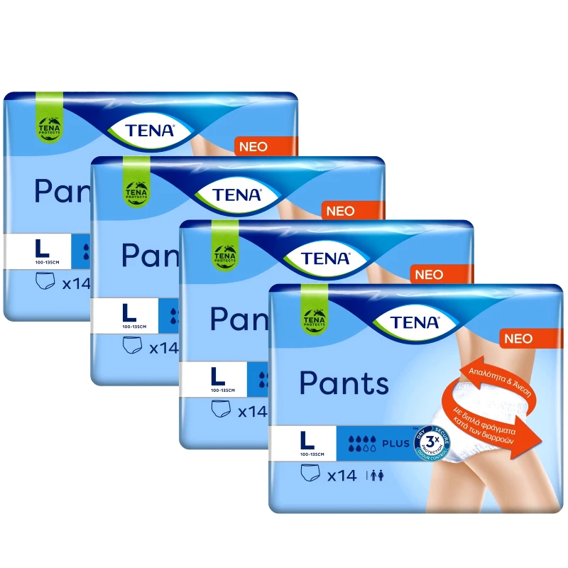 Tena Σετ Tena Pants Plus Unisex Άνετα & Αξιόπιστα Εσώρουχα μιας Χρήσης για Μέτρια προς Βαριά Μορφή Ακράτειας 56 Τεμάχια - Large