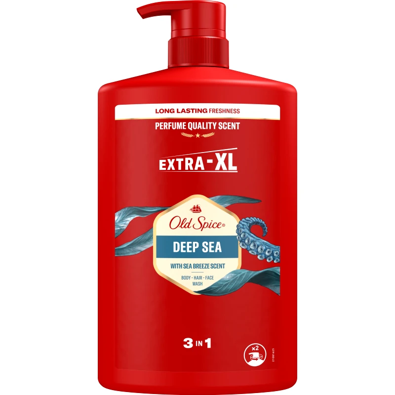 Old Spice Old Spice Deep Sea 3 in 1 Shower Gel & Shampoo Ανδρικό Αφρόλουτρο - Σαμπουάν με Άρωμα Μεγάλης Διάρκειας Θαλάσσιας Αύρας με Ανθισμένα Λουλούδια & Κίτρο, με Αντλία 1L