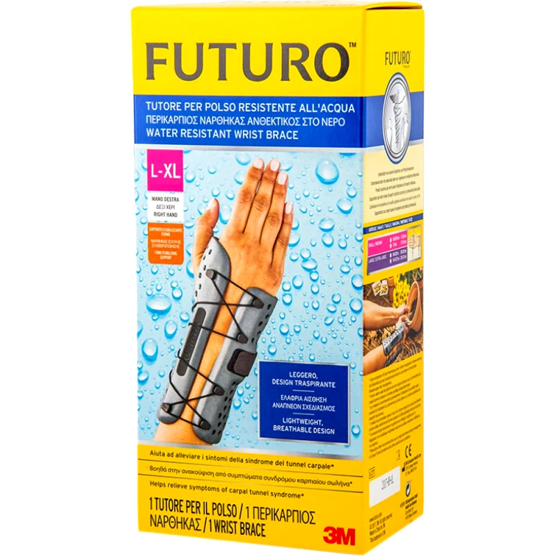 FUTURO 3M Futuro Water Resistant Right Wrist Brace Αδιάβροχος Περικάρπιος Νάρθηκας για Δεξί Χέρι 1 Τεμάχιο - L/XL