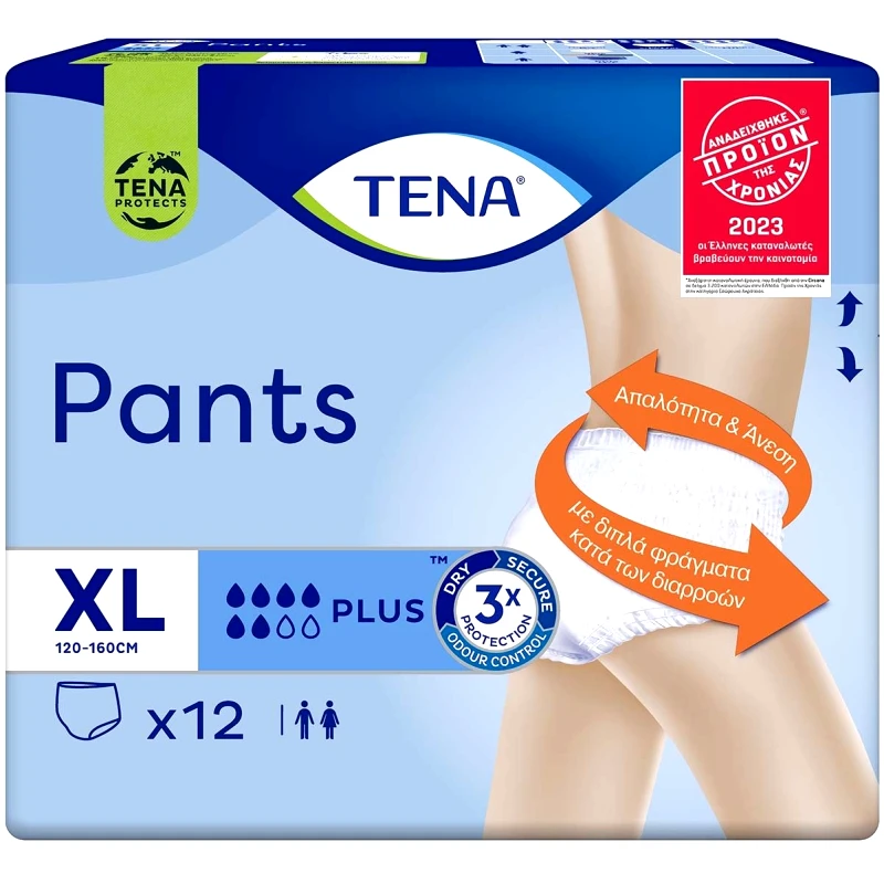 Tena Tena Value Pack Pants Plus Άνετα & Αξιόπιστα Εσώρουχα μιας Χρήσης για Μέτρια προς Βαριά Μορφή Ακράτειας 12 Τεμάχια - Extra Large 120-160cm
