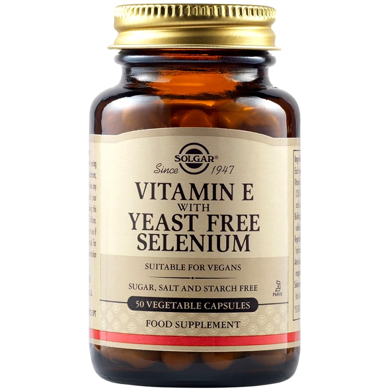 Solgar Solgar Vitamin E with Yeast Free Selenium Συμπλήρωμα Διατροφής με Βιταμίνη Ε & Σελήνιο για Ενίσχυση του Ανοσοποιητικού Συστήματος & του Μεταβολισμού 50veg.caps