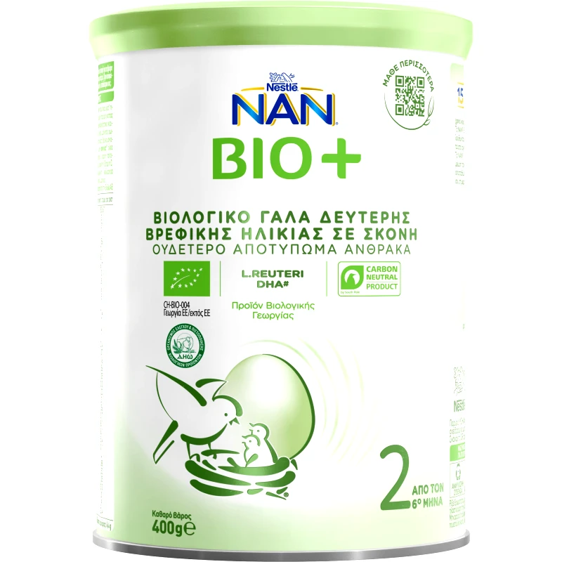 Nestle Nestle NAN Bio+ 2 Βιολογικό, Αγελαδινό Γάλα Δεύτερης Βρεφικής Ηλικίας σε Σκόνη από τον 6ο Μήνα 400gr