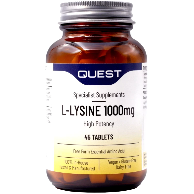 Quest Quest L-Lysine 1000mg High Potency Συμπλήρωμα Διατροφής με Λυσίνη για Αναδόμηση των Ιστών & Ανάπτυξη Αντισωμάτων 45tabs