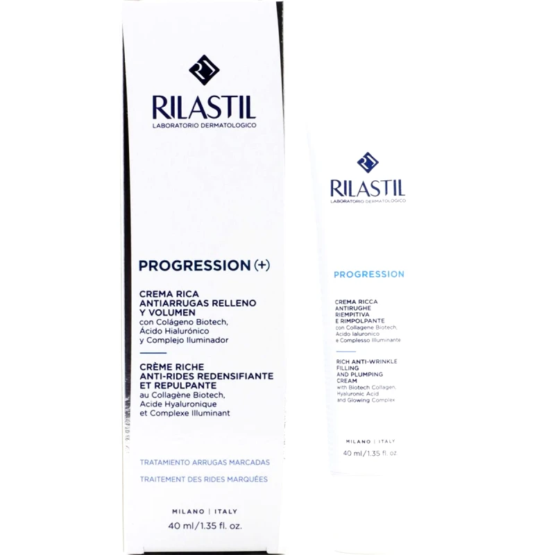 Rilastil Rilastil Progression (+) Rich Anti-Wrinkle Filling & Plumping Cream Αντιρυτιδική Κρέμα Πλούσιας Υφής για Λάμψη & Επαναφορά Όγκου 40ml