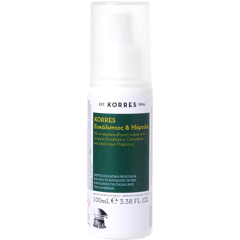 Korres Korres Repellent Spray for Face & Body Εντομοαπωθητικό Γαλάκτωμα Προσώπου - Σώματος με Ευκάλυπτο & Μύρτιλο, Κατάλληλο για Παιδιά & Ενήλικες 100ml