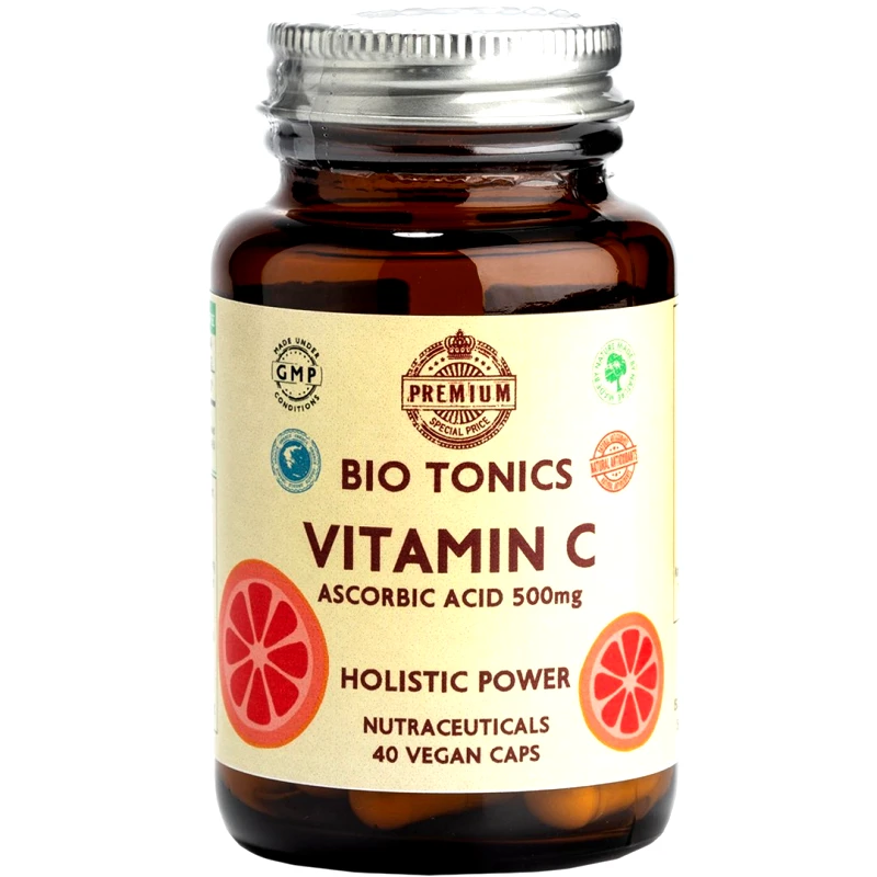 Bio Tonics Bio Tonics Vitamin C 500mg Συμπλήρωμα Διατροφής Βιταμίνης C ως Ασκορβικό Οξύ για Ενίσχυση & Υποστήριξη του Ανοσοποιητικού 40veg.caps
