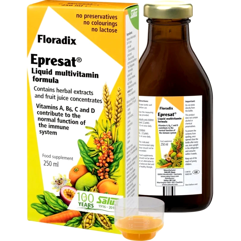 Power Health Floradix Epresat Συμπλήρωμα Διατροφής Πολυβιταμινών για Ενέργεια, Τόνωση Υποστήριξη του Νευρικού Συστήματος & Πνευματική Διαύγεια 250ml
