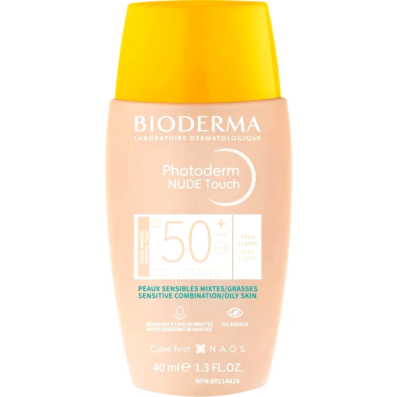 Bioderma Bioderma Photoderm Nude Touch Mineral Spf50+ Αντηλιακό Προσώπου Πολύ Υψηλής Προστασίας με Χρώμα για Μικτές & Λιπαρές Επιδερμίδες 40ml - Very Light