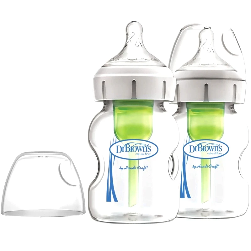 Dr.Brown Dr. Brown’s Μπιμπερό Γυάλινο Options+ Anti-colic με Φαρδύ Λαιμό 0m+, 2x150ml