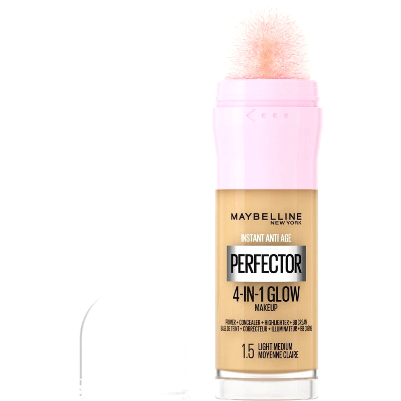 MAYBELLINE Maybelline Instant Anti-Age Perfector 4-in-1 Glow Makeup Πολυχρηστικό Makeup για Λαμπερή Επιδερμίδα με Σφουγγαράκι 20ml - 1.5 Light Medium