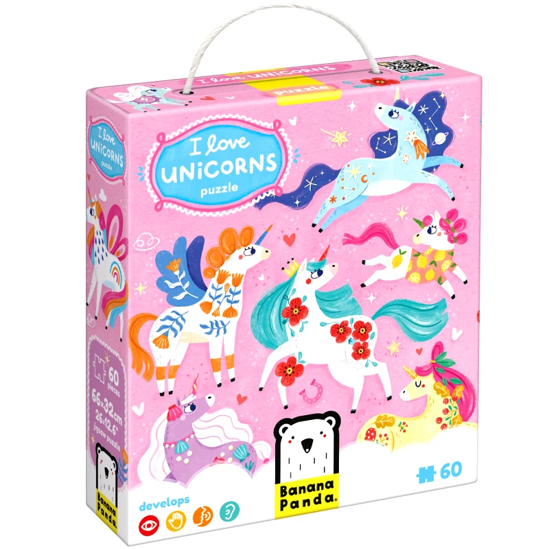 Banana Panda Banana Panda I Love Unicorns Puzzle Παιδικό Παζλ 60 Κομματιών με Μονόκερους 4 Years+, 1 Τεμάχιο