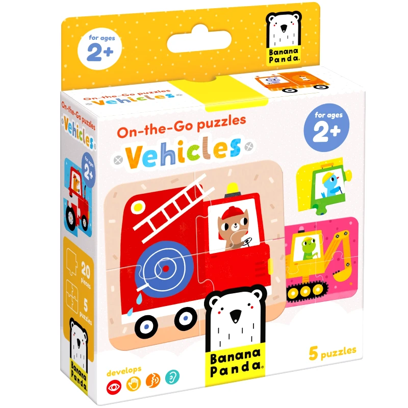 Banana Panda Banana Panda On The Go Puzzles 2 Years+ Παιδικό Παζλ 4 Κομματιών 5 Τεμάχια - Vehicles