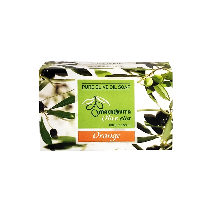 Macrovita Macrovita Pure Oilve Oil Soap Σαπούνι Ελιάς σε Πλάκα 100g - Πορτοκάλι