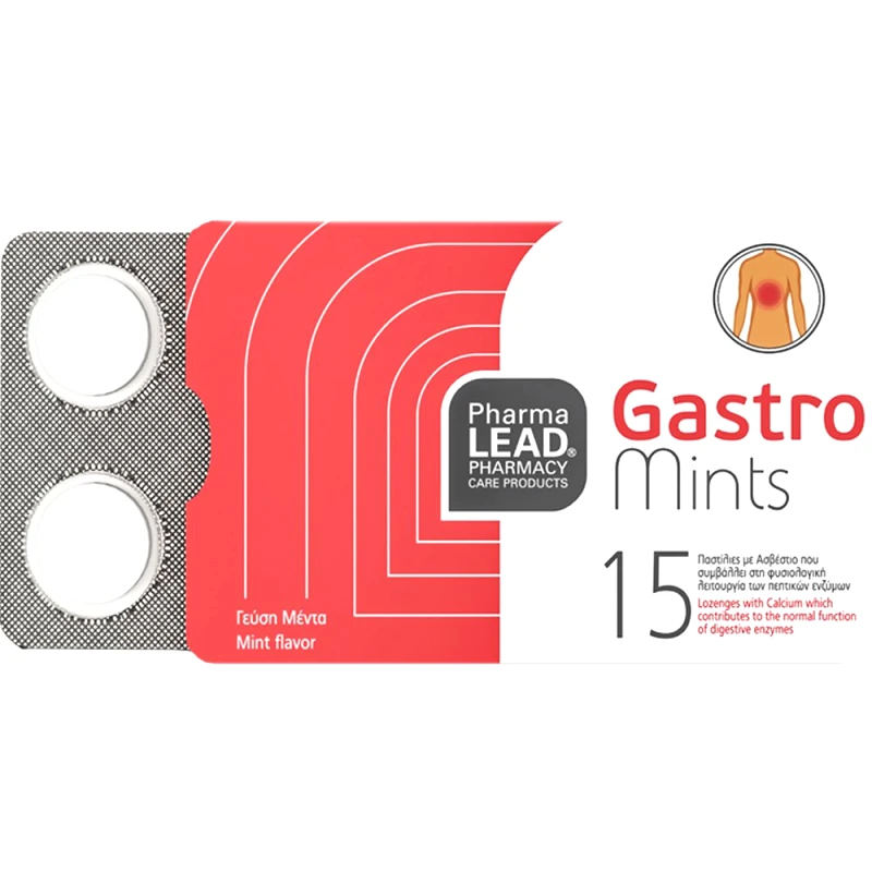 PharmaLead Pharmalead Gastro Mints Συμπλήρωμα Διατροφής Ασβεστίου & Μαγνησίου για Αντιμετώπιση της Καούρας & Βελτίωση της Πέψης με Γεύση Μέντα 15 Lozenges