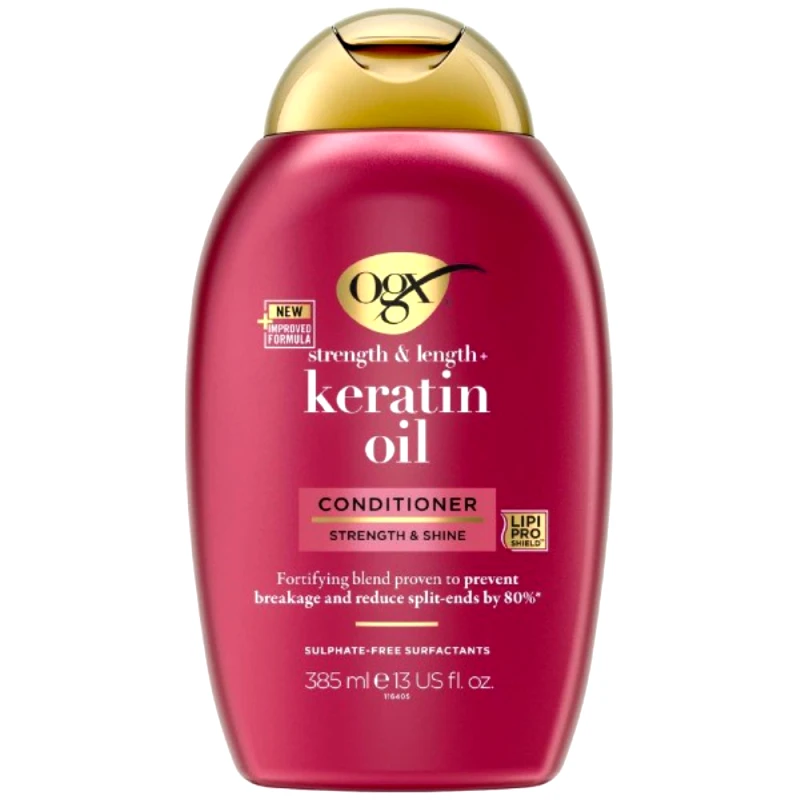 OGX OGX Keratin Oil Strength & Shine Hair Conditioner Μαλκατική Κρέμα Μαλλιών για Ενδυνάμωση & Λάμψη με Κερατίνη & Έλαιο Argan Κατά του Σπασίματος της Τρίχας 385ml