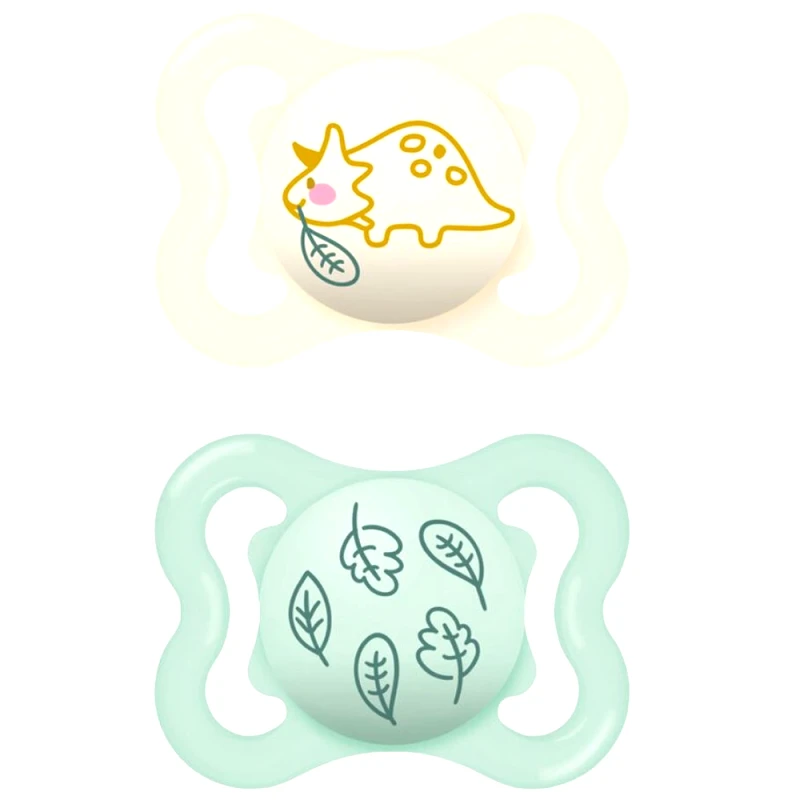 Mam Mam Supreme Silicone Soother 2-6m+ Κωδ 145SUc Ορθοδοντική Πιπίλα Σιλικόνης με Μεγάλες Οπές Αερισμού & Θήκη Μεταφοράς, 2 Τεμάχια Μπεζ / Πράσινο Ανοιχτό