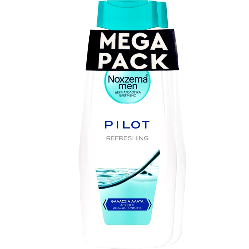 Noxzema Noxzema Men Promo Pilot Refreshing Showergel Αφρόλουτρο με Θαλάσσια Άλατα για Αίσθηση Αναζωογόνησης 2x750ml