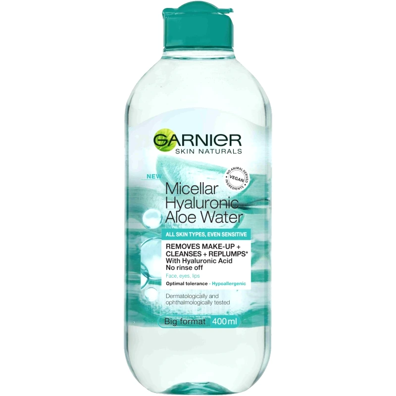 Garnier Garnier Skinactive Micellar Hyaluronic Aloe Water for All Skin Types Μικυλλιακό Νερό Καθαρισμού Προσώπου με Υαλουρονικό Οξύ & Αλόη Βέρα 400ml