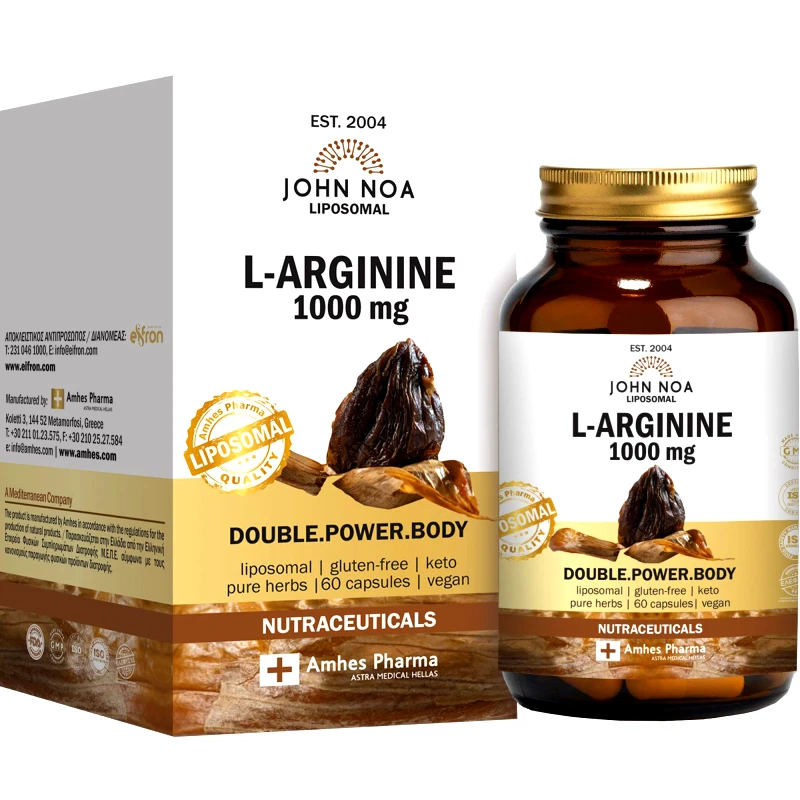 John Noa John Noa Liposomal L-Arginine 1000mg Συμπλήρωμα Διατροφής Αμινόξεος Αργινίνης Λιποσωμικής Μορφής για Ενίσχυση Παραγωγής Ενέργειας, Αύξηση Μυϊκής Μάζας & Αποκατάσταση 60caps