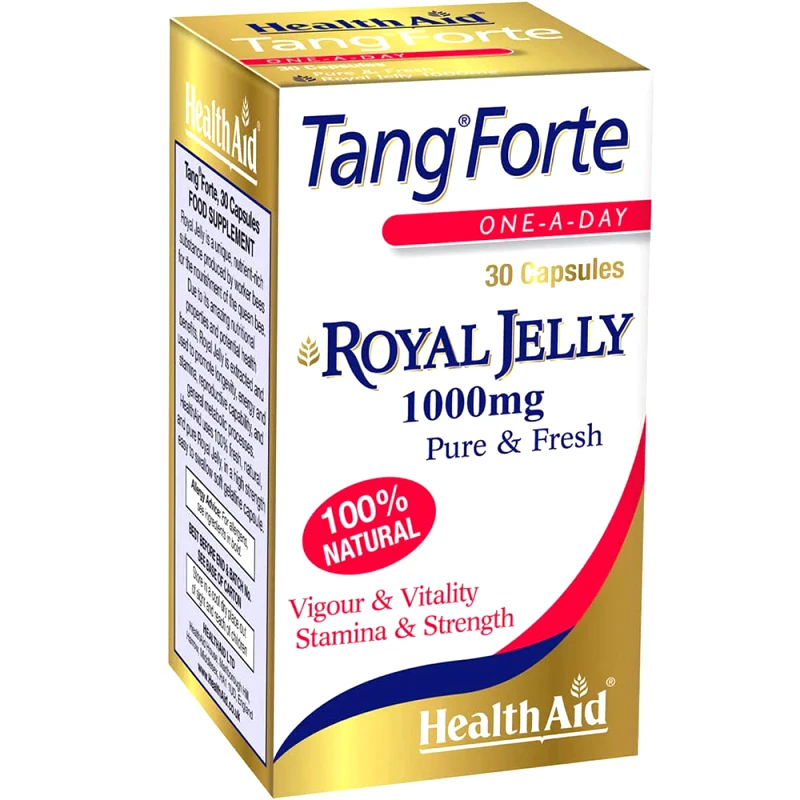 Health Aid Health Aid Tang Forte Royal Jelly 1000mg΄Συμπλήρωμα Διατροφής με 100% Φυσικό Βασιλικό Πολτό & Βιταμίνη Ε με Αντιγηραντικές Ιδιότητες, για Ενέργεια, Τόνωση του Ανοσοποιητικού & Συνολική Ενίσχυση του Οργανισμού 30caps