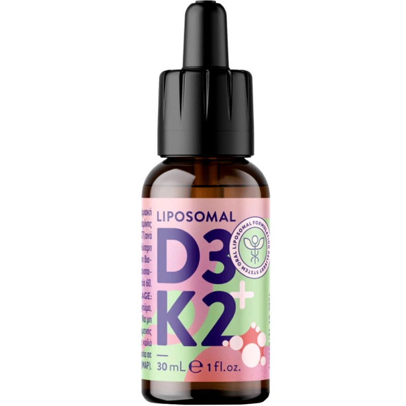 Jmn Nutraceuticals JMN Nutraceutical Liposomal Vitamin D3 200IU & K2 45μg Συμπλήρωμα Διατροφής Βιταμίνης D3 & K2 για την Καλή Υγεία των Οστών, Δοντιών, Ανοσοποιητικού & Αιμοποιητικού σε Πόσιμο Υγρό με Ευχάριστη Γεύση 30ml