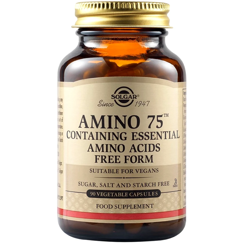 Solgar Solgar Amino 75 Essential Amino Acids Συμπλήρωμα Διατροφής του Συνόλου των Βασικών Αμινοξέων για τη Διατήρηση της Μυϊκής Μάζας 90veg.caps
