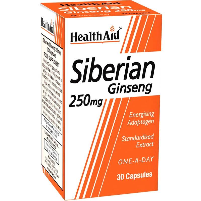 Health Aid Health Aid Siberian Ginseng 250mg Συμπλήρωμα Διατροφής Εκχυλίσματος Σιβηριανού Τζίνσενγκ για Ζωντάνια, Ενέργεια & Αντιμετώπιση Έντονου Άγχους & Σωματικής Κόπωσης 30caps