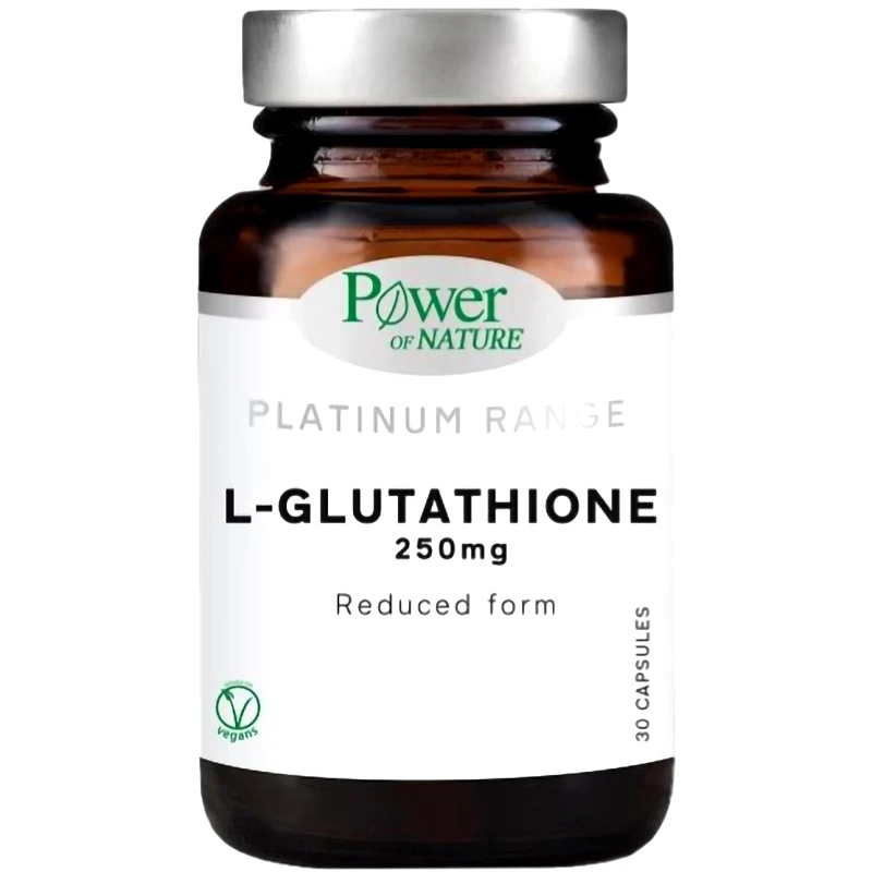 Power Health Power Health Platinum Range L-Glutathione 250mg  Συμπλήρωμα Διατροφής με Γλουταθειόνη για Τόνωση & Αντιοξειδωτική Δράση 30veg.caps